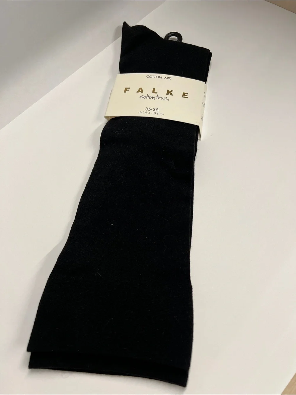 Falke Cotton Mix Cotton Touch 35-38 (US 5 - 7.5) 12” Tall Black Socks